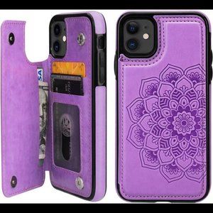 For iPhone 11 Case Wallet with Card Holder, Embossed Mandala, 6.1 inch